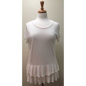 Ann Taylor LOFT Ivory Rayon Short Sleeve Blouse